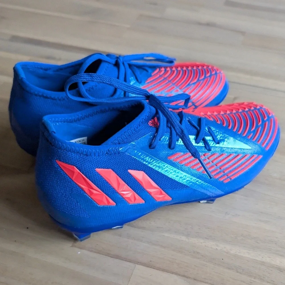Adidas Predator Edge.3 FG Soccer Cleats Blue Turbo Red Youth Size 5.5 NEW
